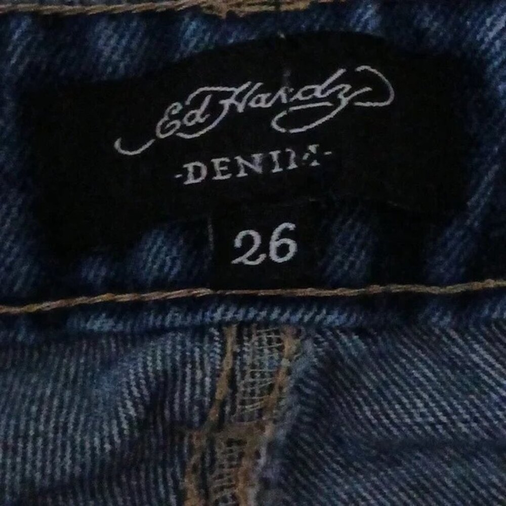 Ed Hardy Koi Fish Painted y2k Vintage Straight Leg Jeans - Picture 5 of 5